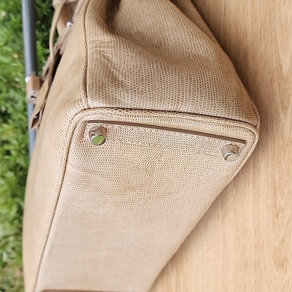 Dorsa Snake Embossed Tan Leather Handbag - Picture 10 of 16